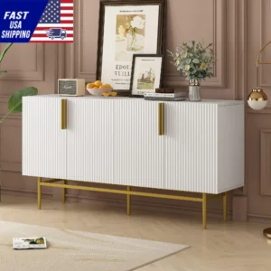 Modern Elegant 4-door Sideboard Gold Metal Handle Buffet Cabinet for Dining Room,Living Room,Bedroom,Hallway