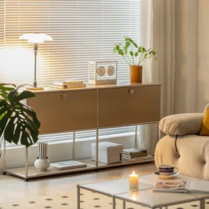 Sideboard Haller Cabinet Stainless Steel Metal Board Living Room Cabinet Storage Shelf Modular Furniture Storage Cabinet